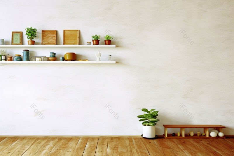 摆满绿植和装饰的室内留白背景墙素材室内家具,高清,摄影图,摄影图片,图片大全,摄影图免费下载